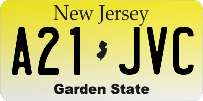 NJ license plate A21JVC