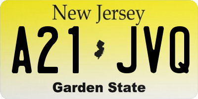 NJ license plate A21JVQ