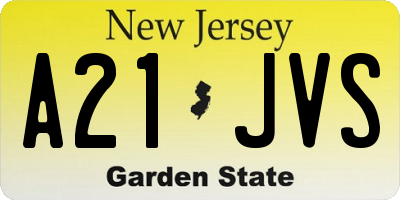 NJ license plate A21JVS