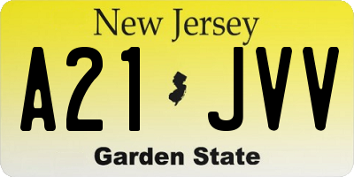 NJ license plate A21JVV