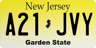 NJ license plate A21JVY