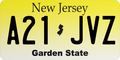 NJ license plate A21JVZ