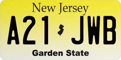 NJ license plate A21JWB