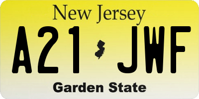 NJ license plate A21JWF