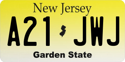 NJ license plate A21JWJ