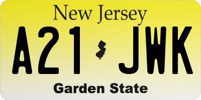 NJ license plate A21JWK
