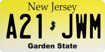 NJ license plate A21JWM