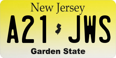 NJ license plate A21JWS