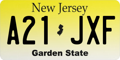 NJ license plate A21JXF