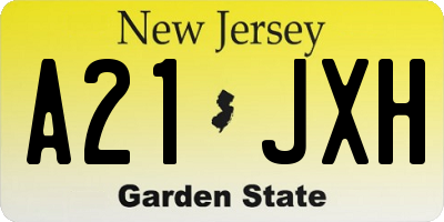 NJ license plate A21JXH
