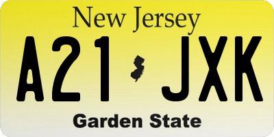NJ license plate A21JXK