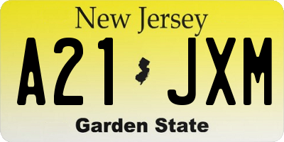 NJ license plate A21JXM