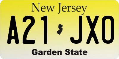 NJ license plate A21JXO