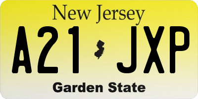 NJ license plate A21JXP