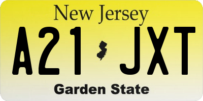 NJ license plate A21JXT