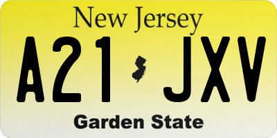NJ license plate A21JXV