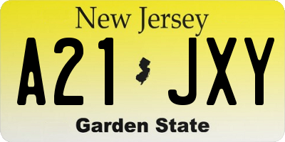 NJ license plate A21JXY