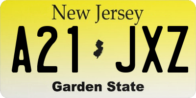 NJ license plate A21JXZ