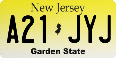 NJ license plate A21JYJ