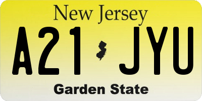 NJ license plate A21JYU