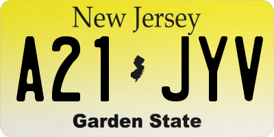 NJ license plate A21JYV
