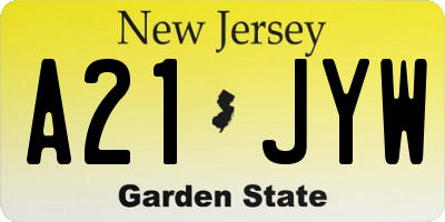 NJ license plate A21JYW