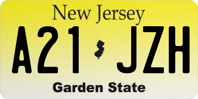 NJ license plate A21JZH