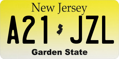 NJ license plate A21JZL