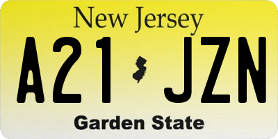 NJ license plate A21JZN