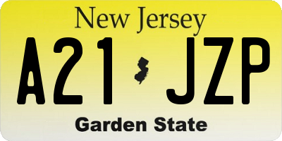 NJ license plate A21JZP