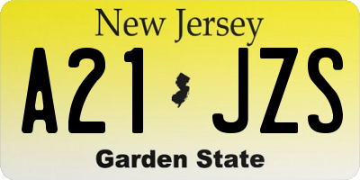 NJ license plate A21JZS