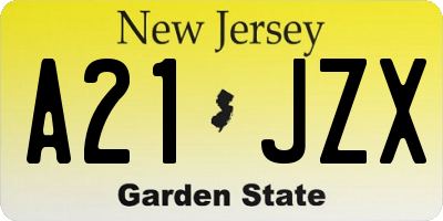 NJ license plate A21JZX