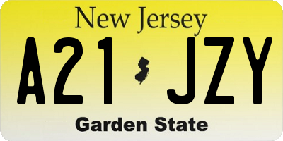 NJ license plate A21JZY