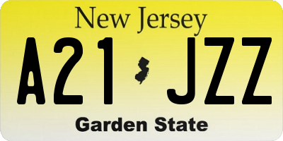 NJ license plate A21JZZ