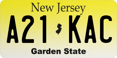 NJ license plate A21KAC