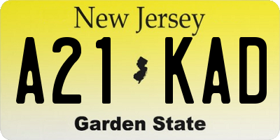 NJ license plate A21KAD