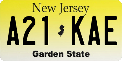 NJ license plate A21KAE