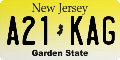NJ license plate A21KAG