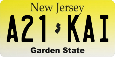 NJ license plate A21KAI
