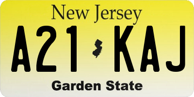 NJ license plate A21KAJ