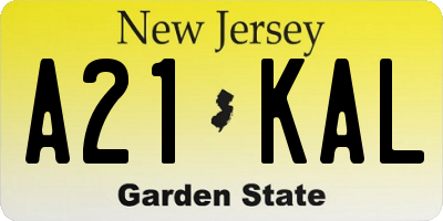 NJ license plate A21KAL
