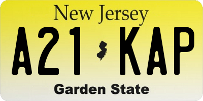 NJ license plate A21KAP