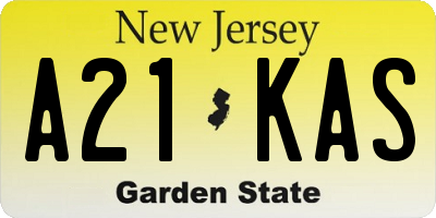 NJ license plate A21KAS