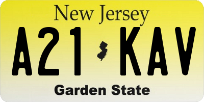 NJ license plate A21KAV
