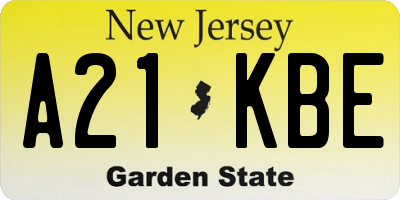NJ license plate A21KBE