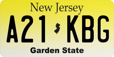 NJ license plate A21KBG