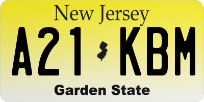 NJ license plate A21KBM