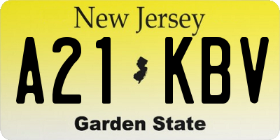 NJ license plate A21KBV
