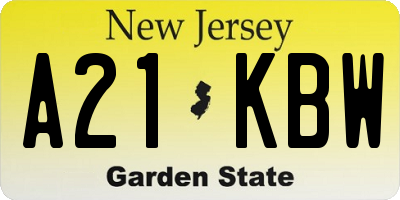 NJ license plate A21KBW