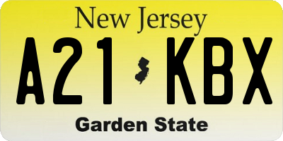 NJ license plate A21KBX